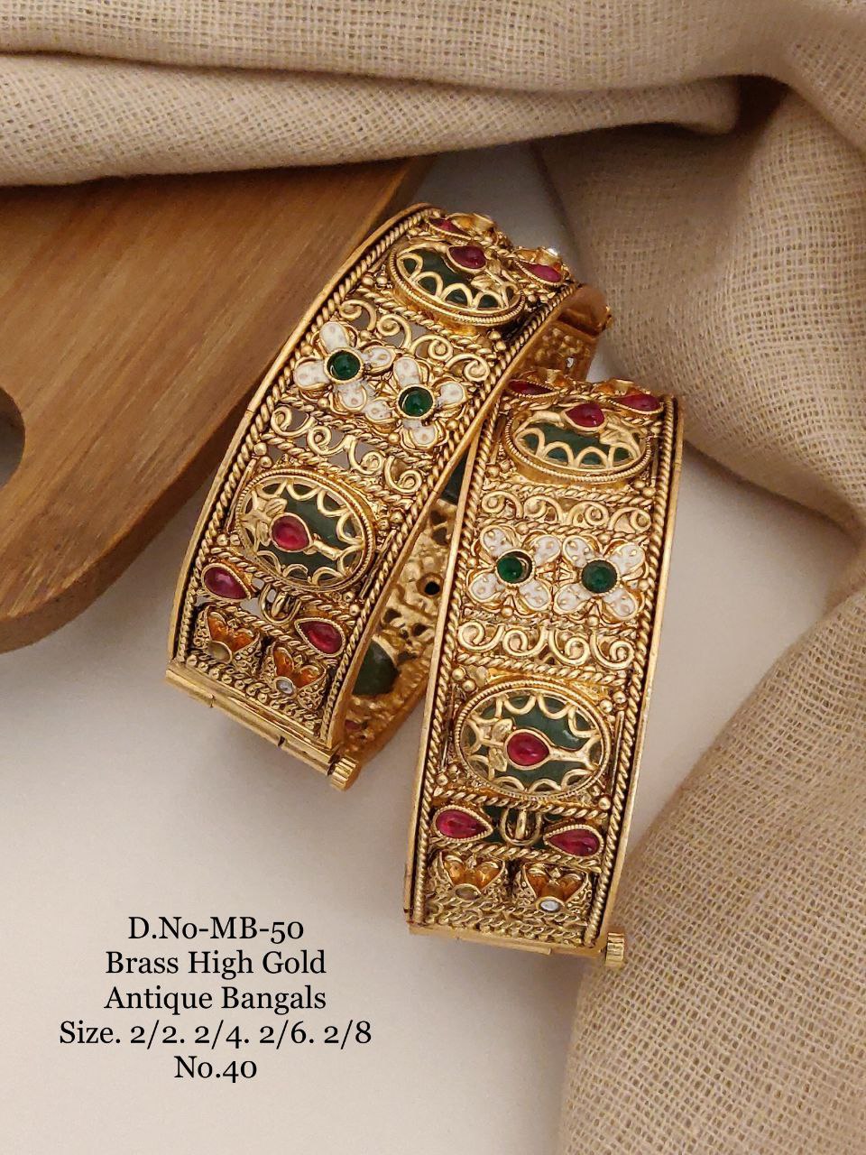 Brass High Gold Antique Bangles