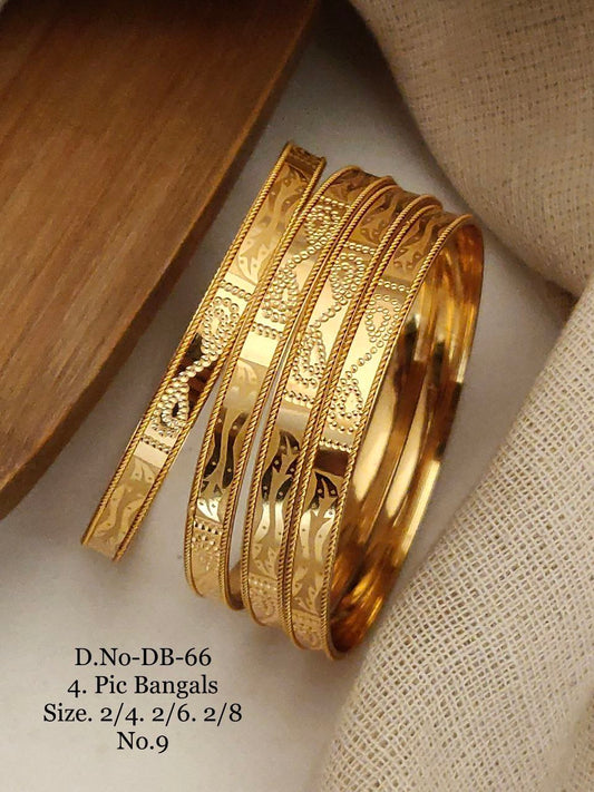 Brass High Gold Designer Bangles Set