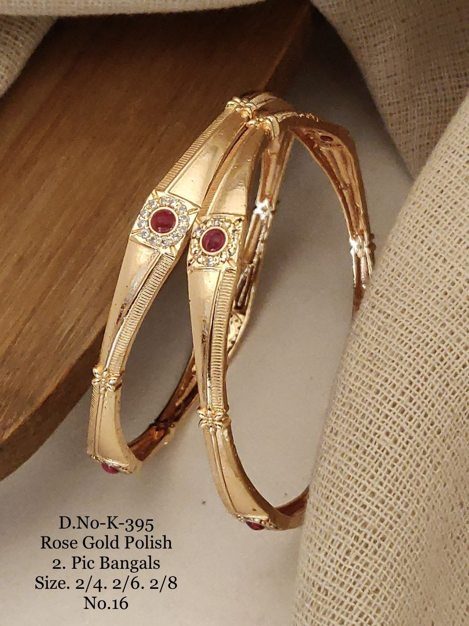 Rose Gold Polish Designer Bangles Set