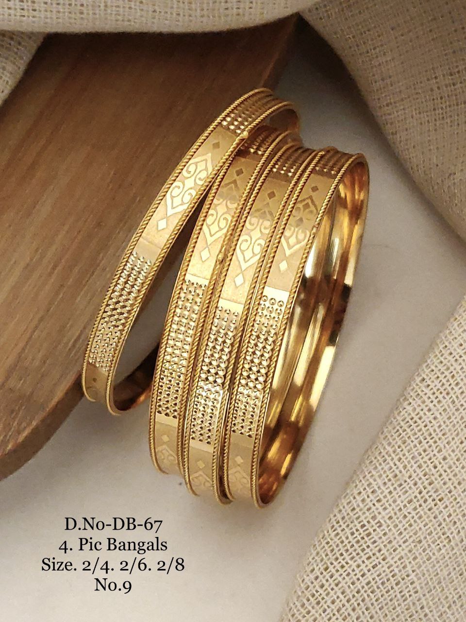 Brass High Gold Designer Bangles Set
