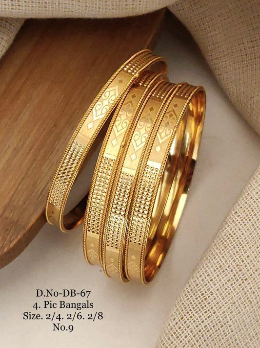 Brass High Gold Designer Bangles Set