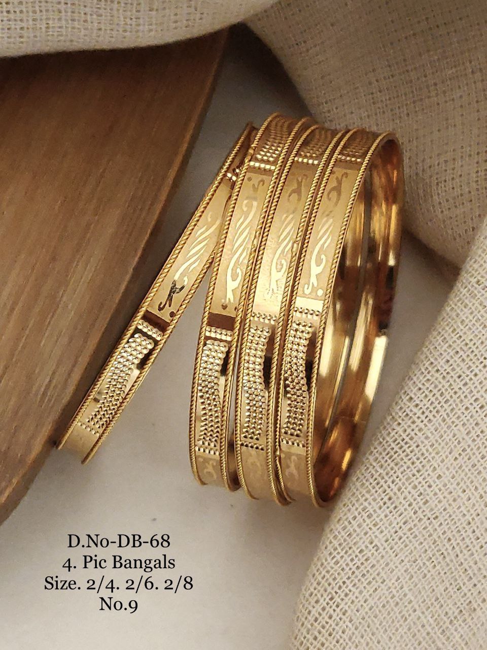Brass High Gold Designer Bangles Set