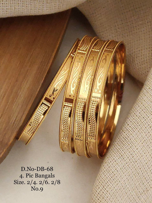 Brass High Gold Designer Bangles Set