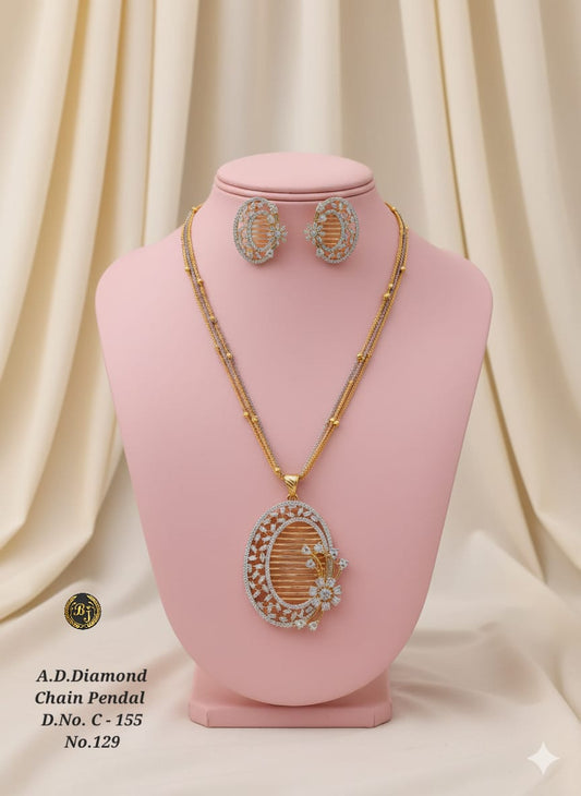A.D. Diamond Designer Chain Pendant Set