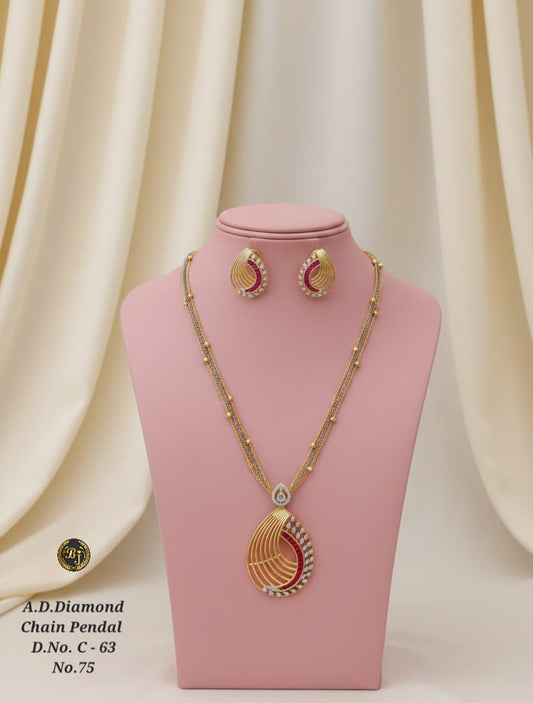 A.D. Diamond Designer Chain Pendant Set