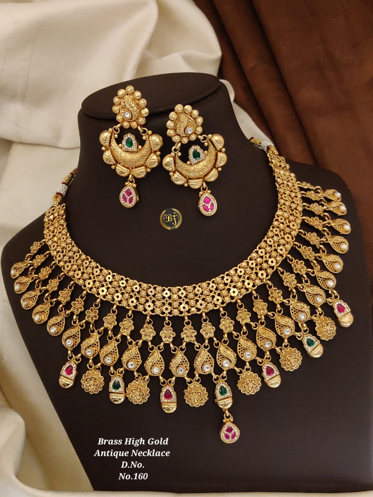 Brass High Gold Antique Necklace Set