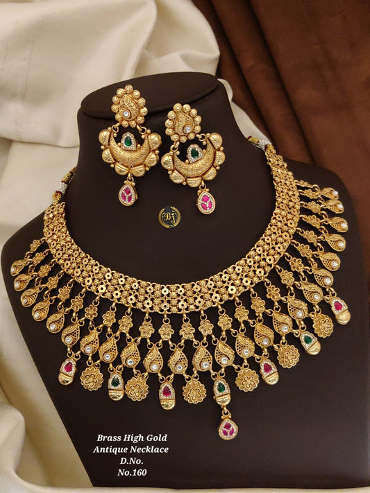Brass High Gold Antique Necklace Set