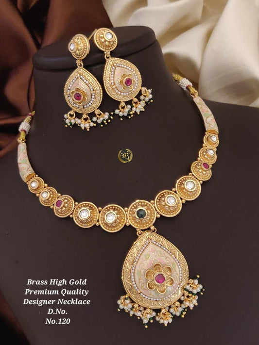 Brass High Gold Premium Designer Necklace Set