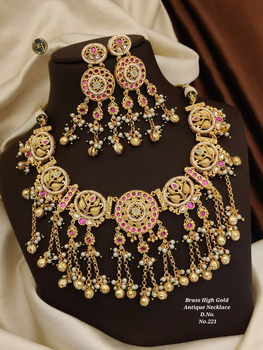 Brass High Gold Antique Necklace Set