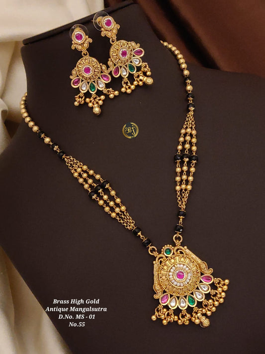 Brass High Gold Antique Mangalsutra Set