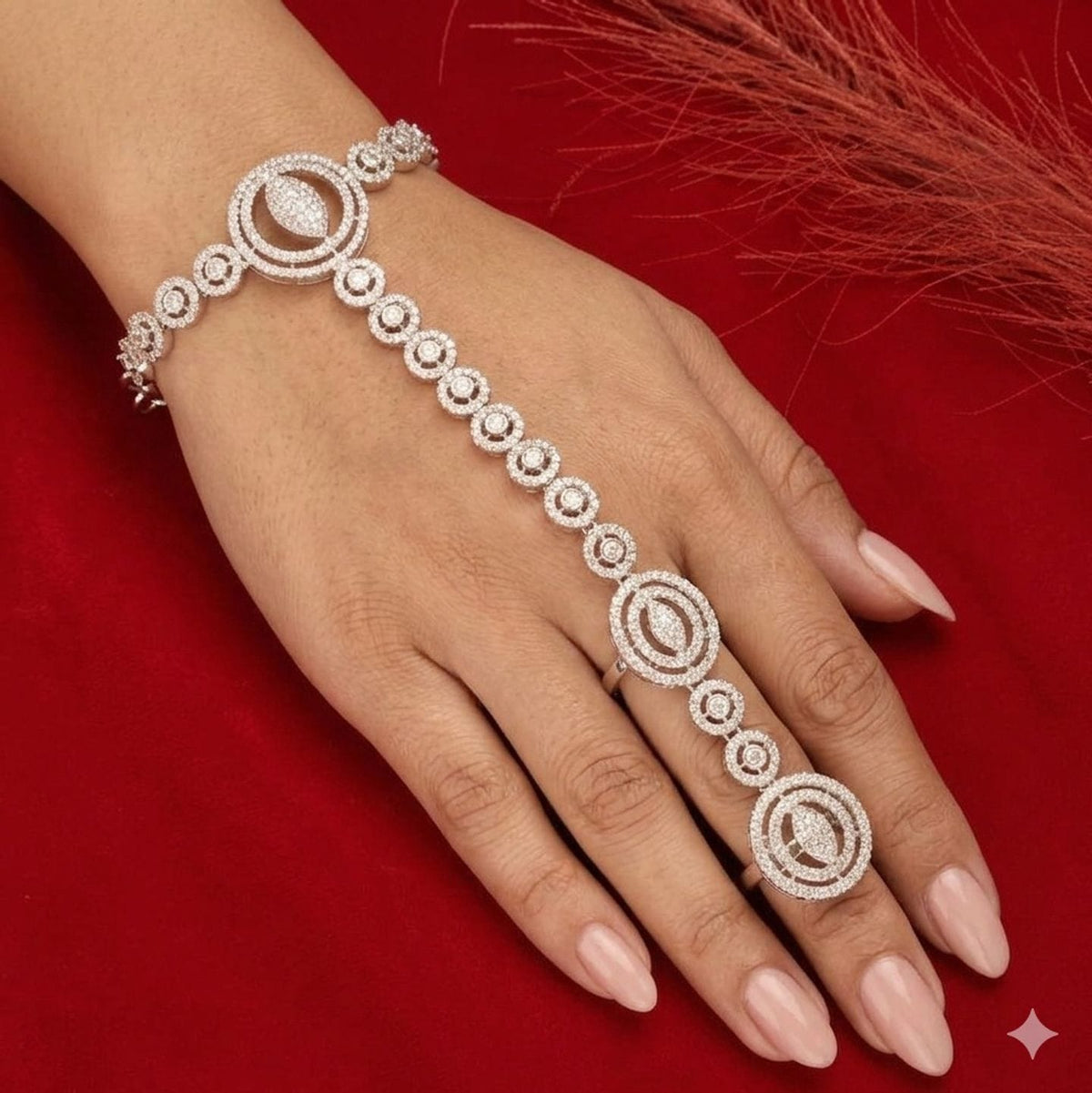 Anti Tarnish Silver AD Hand Harness Bracelet