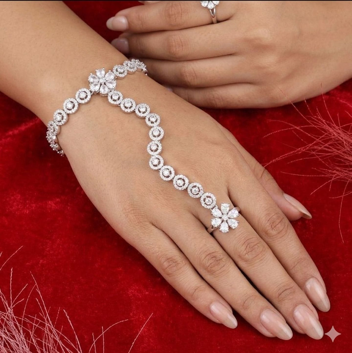 Anti Tarnish Silver AD Hand Harness Bracelet