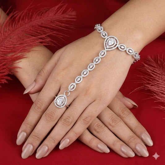 Anti Tarnish Silver AD Hand Harness Bracelet