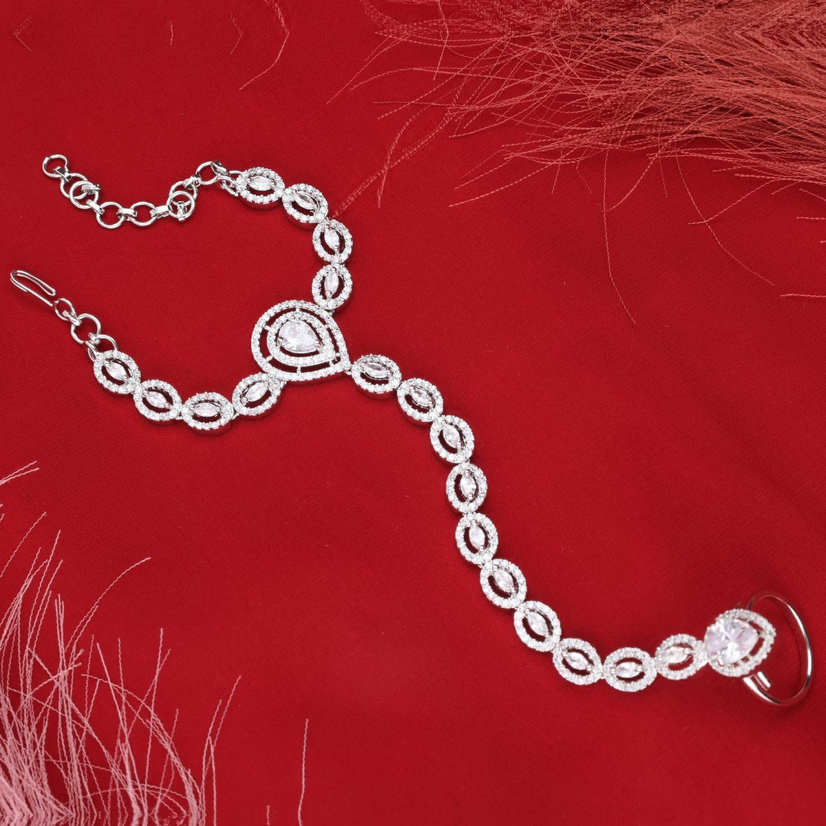 Anti Tarnish Silver AD Hand Harness Bracelet